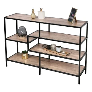 Industriële stijl entreeconsole uit de HOLBORN collectie. Eiken en zwart kleur. 5 planken. Industriële stijl entreeconsole uit de HOLBORN collectie. Eiken en zwart kleur. 5 planken.