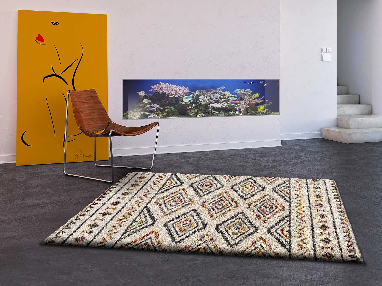 Hoogpolig tapijt - etnisch - veelkleurig - 133x190 cm - KASBAH