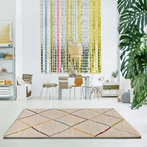 Hoogpolig tapijt – etnisch – wit – 133×190 cm – KASBAH Hoogpolig tapijt – etnisch – wit – 133×190 cm – KASBAH