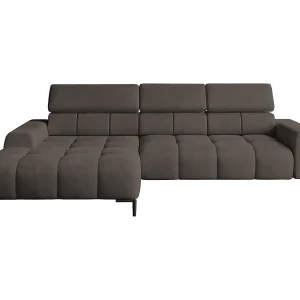 Hoeksalon PLAZA-MINI Stof SOLAR Longchair Links, Zachte Rugleuning, Industrieel Stijl, L-Vorm, 270x99x177cm, L-BRONZE