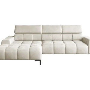 Hoeksalon PLAZA-MINI Stof SOLAR Longchair Links, Zachte Rugleuning, Industrieel Stijl, L-Vorm, 270x99x177cm, L-ESDOORN