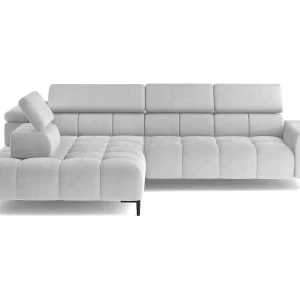 Hoeksalon PLAZA-L Stof SOLAR Hoekbank Inclusief Comfortabele Zachte Rugleuning Longchair Links Industrieel Stijl L-Vorm Links 300x99x216cm WIT