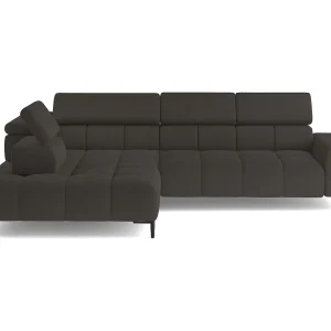 Hoeksalon PLAZA-L Stof SOLAR Hoekbank Inclusief Comfortabele Zachte Rugleuning Longchair Links Industrieel Stijl L-Vorm Links 300x99x216cm BRONZE