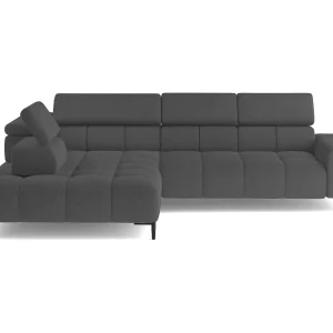 Hoeksalon PLAZA-L Stof SOLAR Hoekbank Inclusief Comfortabele Zachte Rugleuning Longchair Links Industrieel Stijl L-Vorm Links 300x99x216cm GRAY