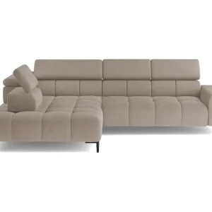 Hoeksalon PLAZA-L Stof SOLAR Hoekbank Inclusief Comfortabele Zachte Rugleuning Longchair Links Industrieel Stijl L-Vorm Links 300x99x216cm CREME
