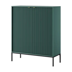 Hoog commode Geriffeld NOVA – 2 deuren, Highboard met gouden handgrepen, Labrador, Zwarte poten 125x104x39cm – Elegant voor woonkamer Hoog commode Geriffeld NOVA – 2 deuren, Highboard met gouden handgrepen, Labrador, Zwarte poten 125x104x39cm – Elegant voor woonkamer