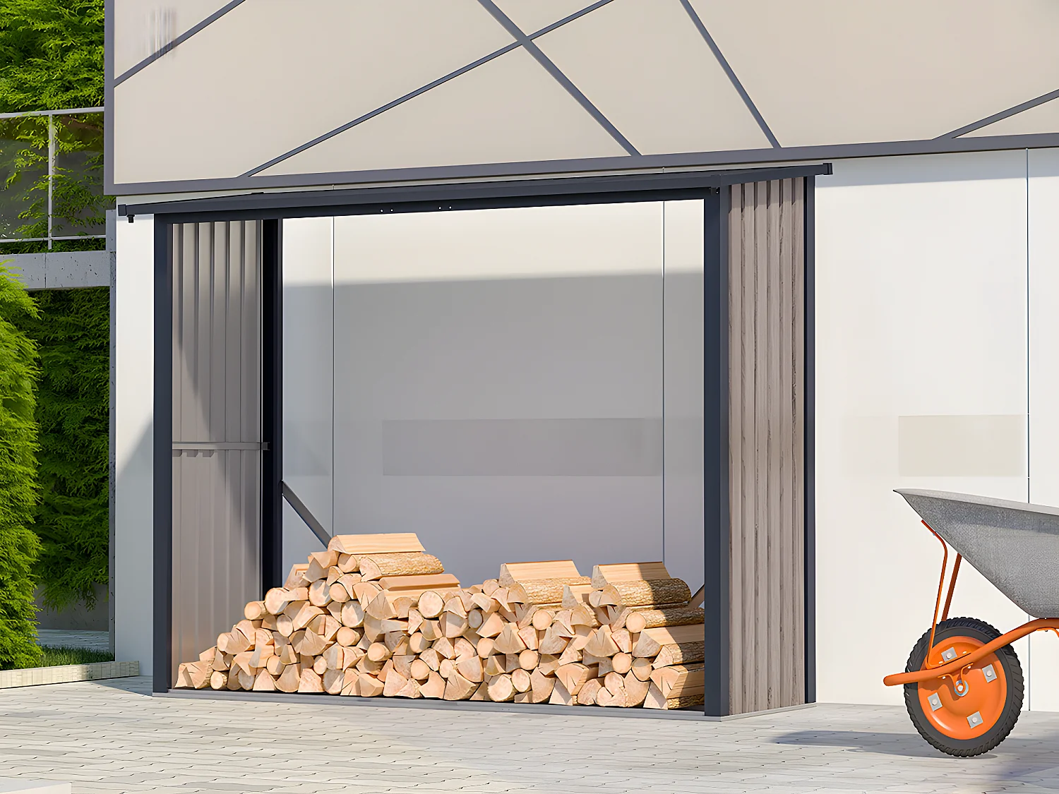 Houtstapelplaats van gegalvaniseerd staal 3,27 m3 4 stère L 242 x P 89 x H 190 cm WINWOOD