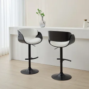 Set van 2 barkrukken in bouclé – Verstelbare hoogte – Zwart en wit – JELSA Set van 2 barkrukken in bouclé – Verstelbare hoogte – Zwart en wit – JELSA