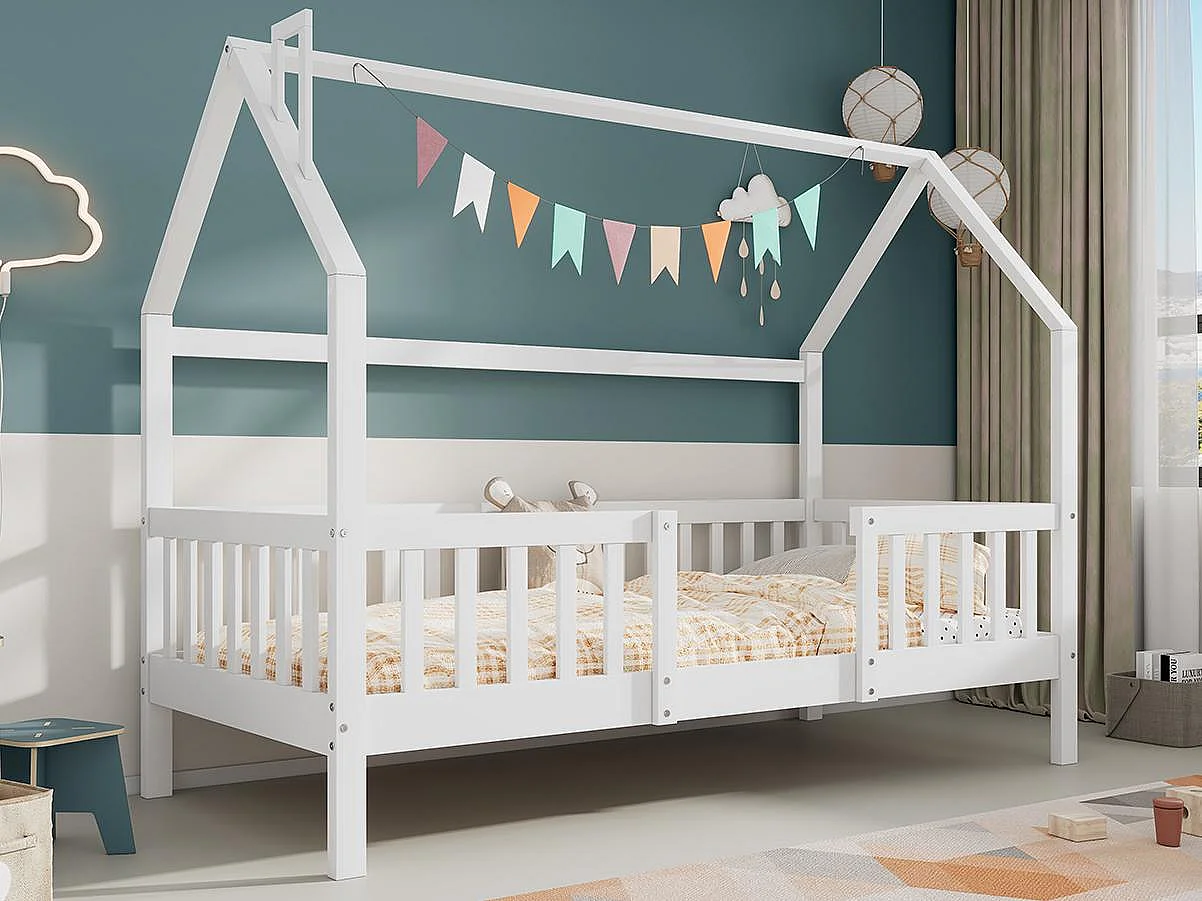Houten kajuitbed - 90x200 cm - met lattenbodems - Wit