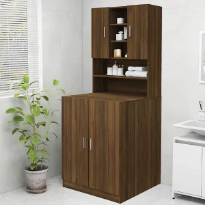 Kast voor Wasmachine Bruin Eiken 70,5×25,5×90 cm met Grote Moderne Opbergruimte Kast voor Wasmachine Bruin Eiken 70,5×25,5×90 cm met Grote Moderne Opbergruimte