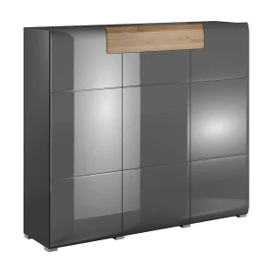 Jules grijs en hout 3-deurs 1-lade highboard Jules grijs en hout 3-deurs 1-lade highboard