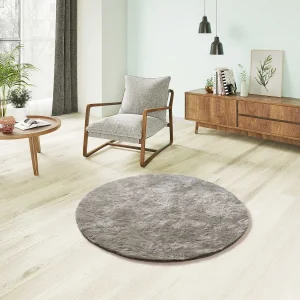 Hoogpolig tapijt – shaggy glad – steenkleur – D.120 cm – ROMA Hoogpolig tapijt – shaggy glad – steenkleur – D.120 cm – ROMA