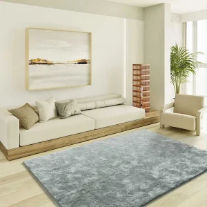Hoogpolig tapijt – shaggy glad – zilverkleurig – 160×230 cm – ROMA Hoogpolig tapijt – shaggy glad – zilverkleurig – 160×230 cm – ROMA