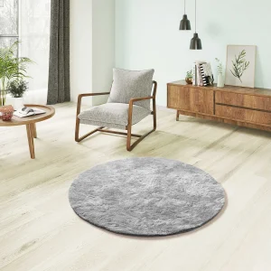 Hoogpolig tapijt – shaggy glad – zilverkleurig – D.120 cm – ROMA Hoogpolig tapijt – shaggy glad – zilverkleurig – D.120 cm – ROMA