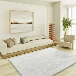 Hoogpolig tapijt – shaggy glad – wit – 140×200 cm – ROMA Hoogpolig tapijt – shaggy glad – wit – 140×200 cm – ROMA