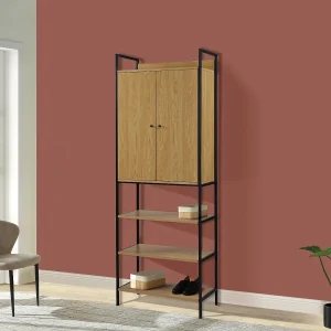 Kapstok TAPORA – 2 deuren, 3 planken en 1 kledingrek – Eiken en zwart – Koop nu online Kapstok TAPORA – 2 deuren, 3 planken en 1 kledingrek – Eiken en zwart – Koop nu online