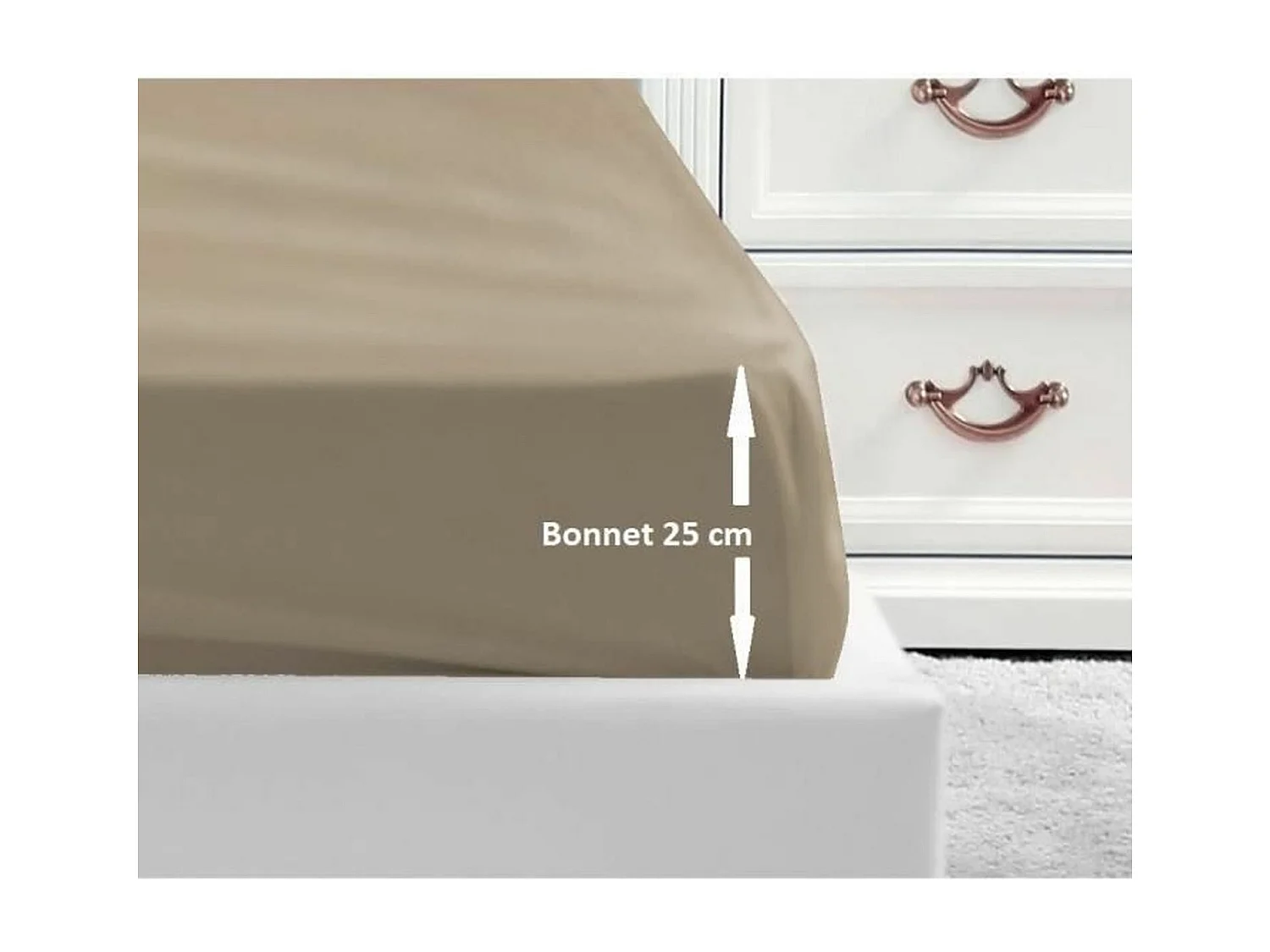 Hoeslaken 100% Katoen 90x190x25 cm Beige Oeko-Tex Gecertificeerd