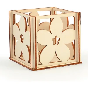 Houten theelichthouder om te decoreren – Bloemen – 10 x 10 x 6 cm Houten theelichthouder om te decoreren – Bloemen – 10 x 10 x 6 cm