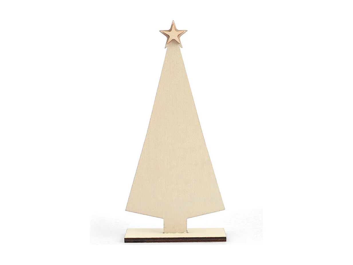 Houten kerstboom om te versieren - 9 x 19,5 cm