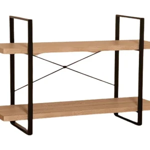 Industriële plank SHELVES – 2 niveaus – Hout en metaal – Trendy loft design