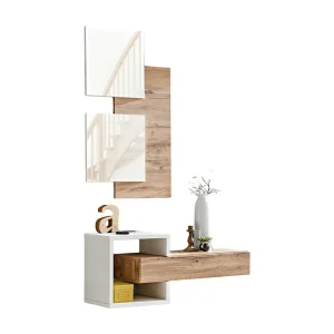 Halmeubel TORTH 2 – Complete set – Kleur eiken en wit – Modern en praktisch design Halmeubel TORTH 2 – Complete set – Kleur eiken en wit – Modern en praktisch design