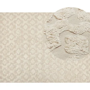 Katoenen Vloerkleed beige 140 x 200 cm AKSARAY Katoenen Vloerkleed beige 140 x 200 cm AKSARAY
