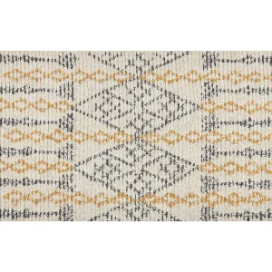 Katoenen Vloerkleed beige en geel 80 x 150 cm KADAPA Katoenen Vloerkleed beige en geel 80 x 150 cm KADAPA