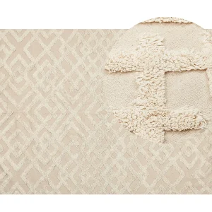 Katoenen Vloerkleed beige 140 x 200 ARDAHAN Katoenen Vloerkleed beige 140 x 200 ARDAHAN