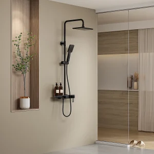 Douchekolom van aluminium – Mat zwart – H126 x L40 x D35 cm – JIZEO