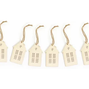 Houten kerstversiering – 6 huisjes