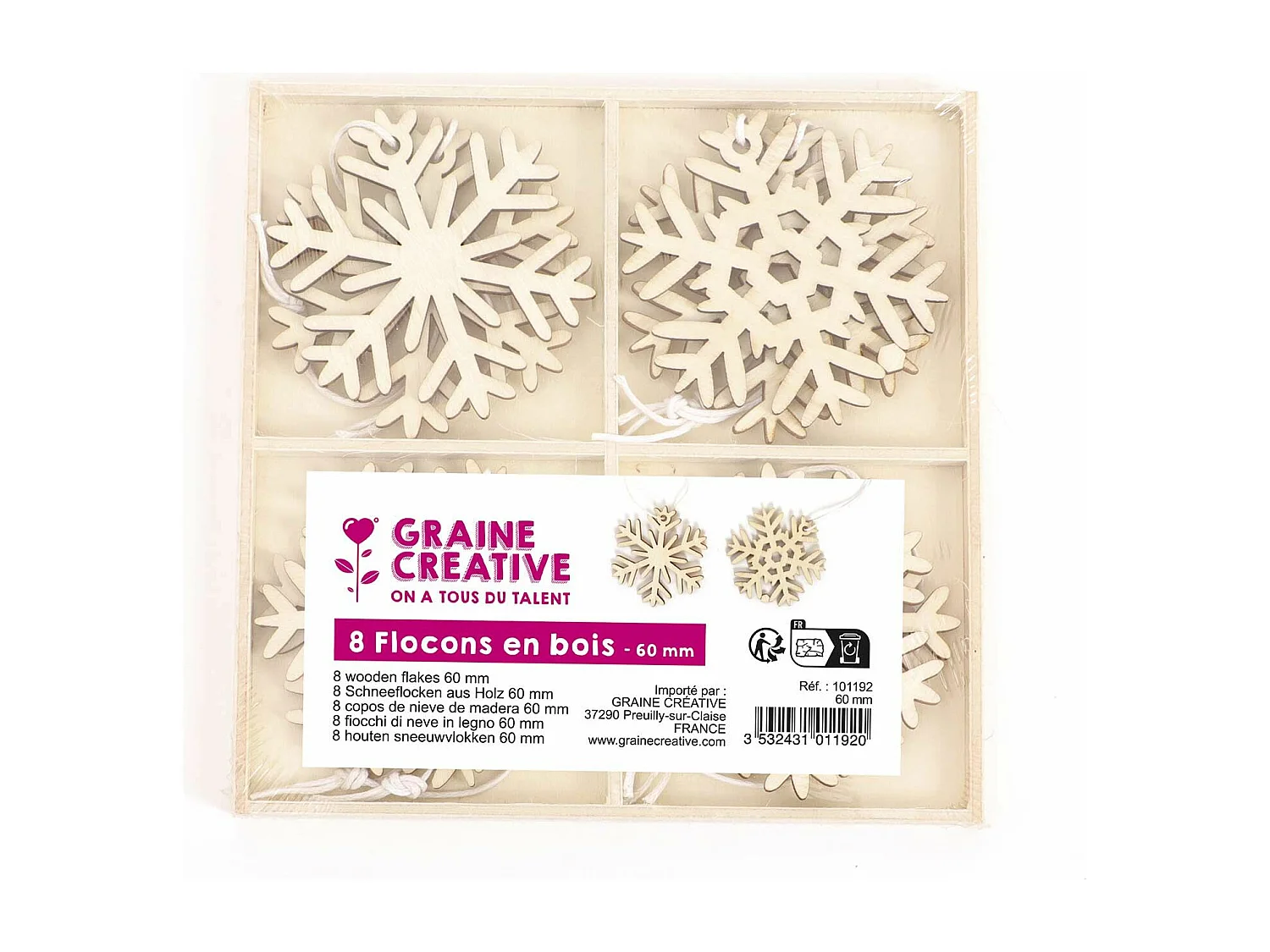 Houten kerstversiering - Sneeuwvlokken