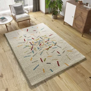 Hoogpolig tapijt – shaggy geometrisch – veelkleurig – 133×190 cm – BREMEN Hoogpolig tapijt – shaggy geometrisch – veelkleurig – 133×190 cm – BREMEN
