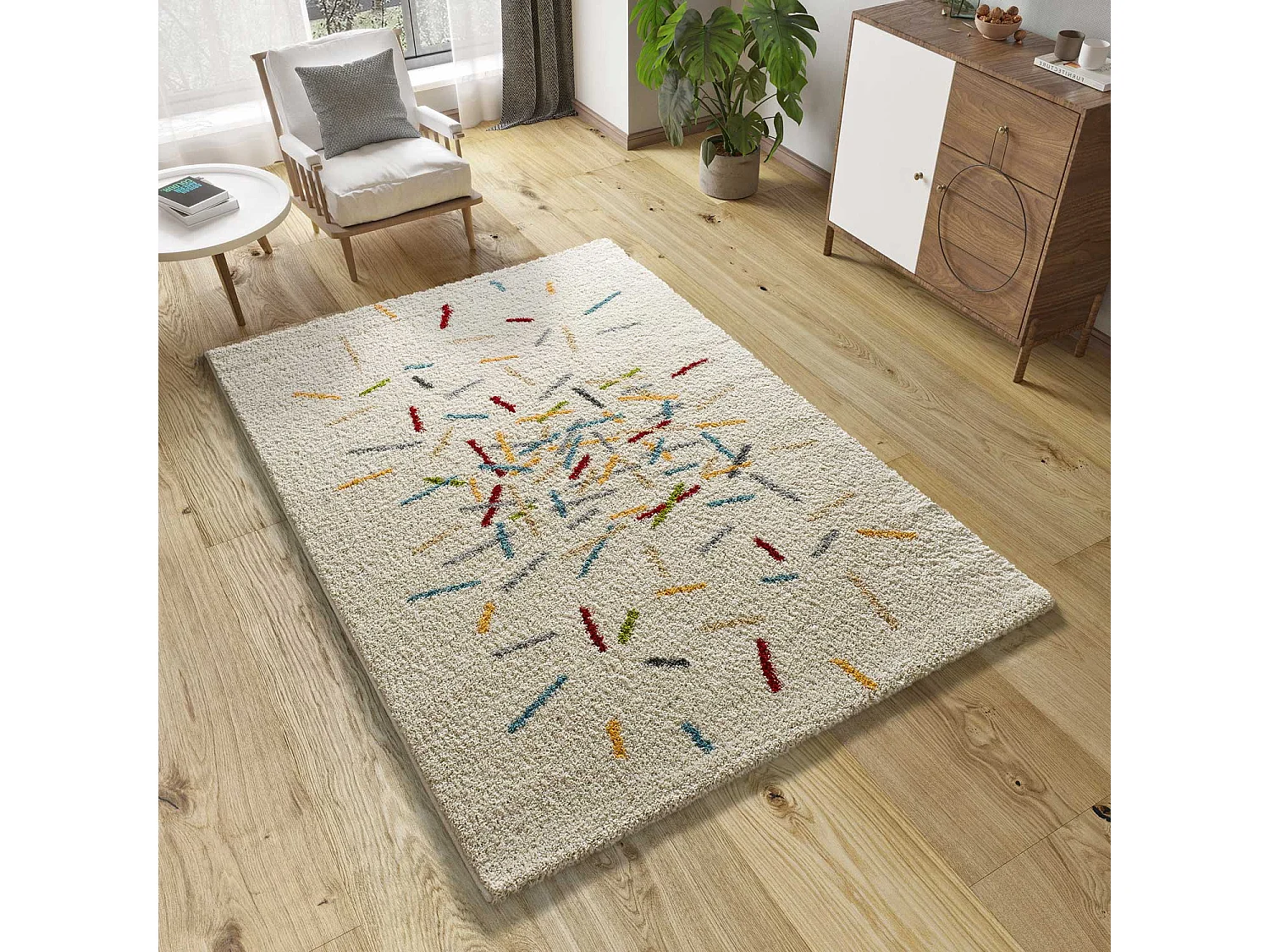 Hoogpolig tapijt - shaggy geometrisch - veelkleurig - 160x230 cm - BREMEN