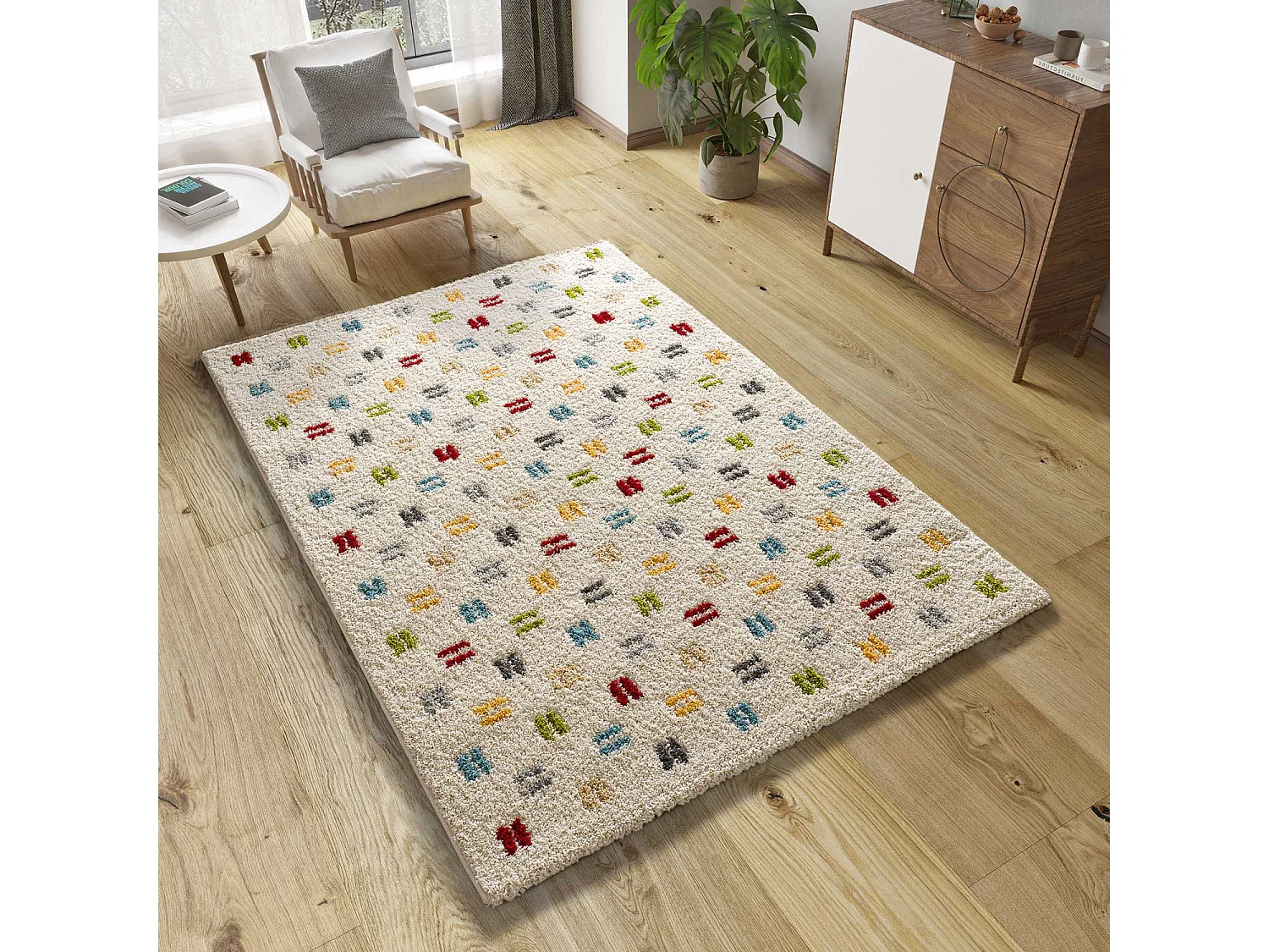 Hoogpolig tapijt - shaggy geometrisch - veelkleurig - 160x230 cm - BREMEN