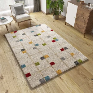 Hoogpolig tapijt – shaggy geometrisch – veelkleurig – 80×150 cm – BREMEN Hoogpolig tapijt – shaggy geometrisch – veelkleurig – 80×150 cm – BREMEN