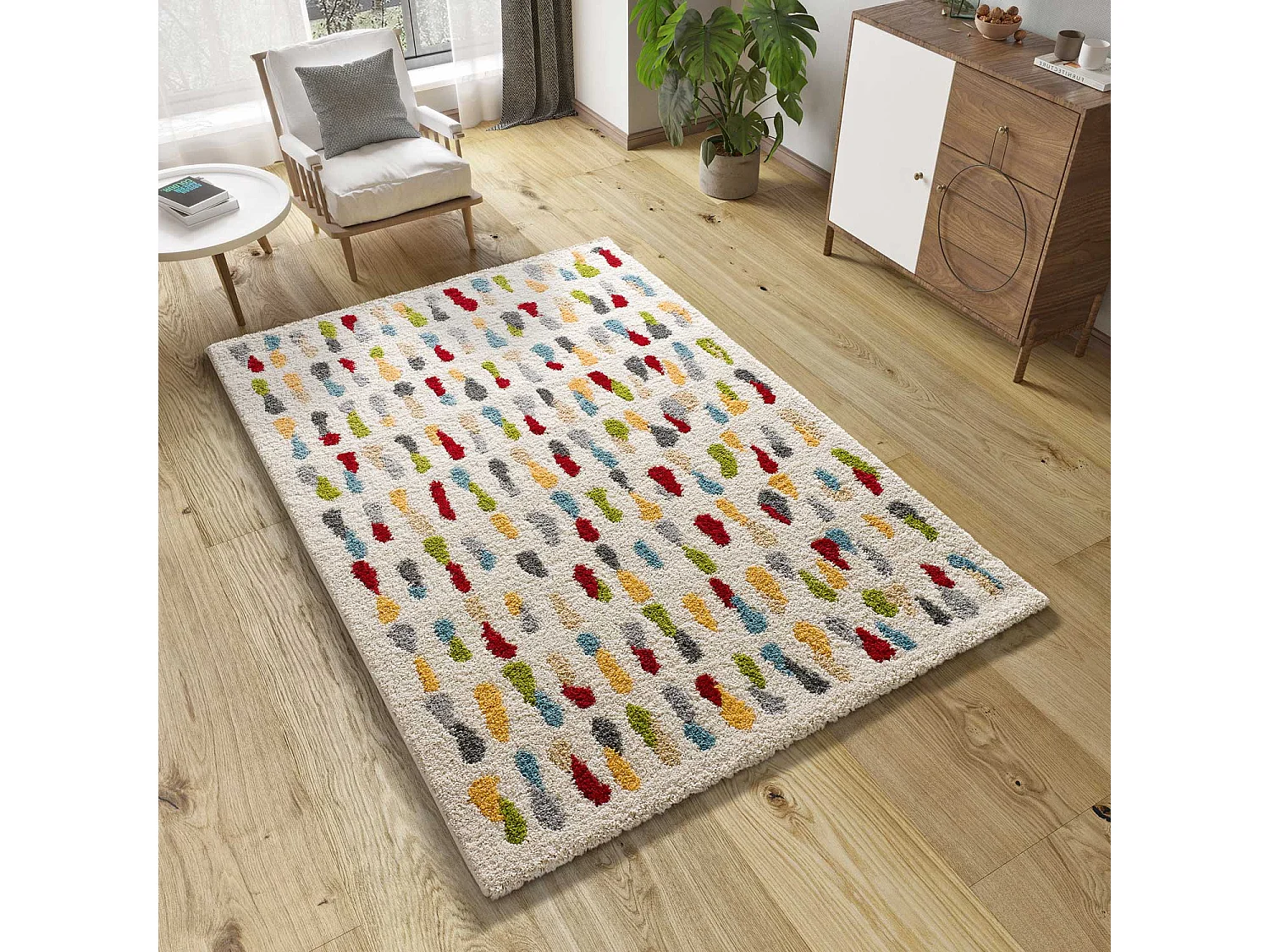 Hoogpolig tapijt - shaggy geometrisch - veelkleurig - 133x190 cm - BREMEN