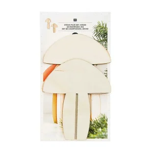 Houten kerstversiering – 2 reliëfpaddestoelen