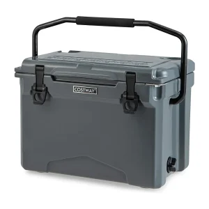 Isolatiebox, koelbox, draagbaar, warmtecontainer met flesopener en handvat, thermobox, voedseltransportcontainer voor camping, picknick, 21 liter (grijs) SB33958 Isolatiebox, koelbox, draagbaar, warmtecontainer met flesopener en handvat, thermobox, voedseltransportcontainer voor camping, picknick, 21 liter (grijs) SB33958