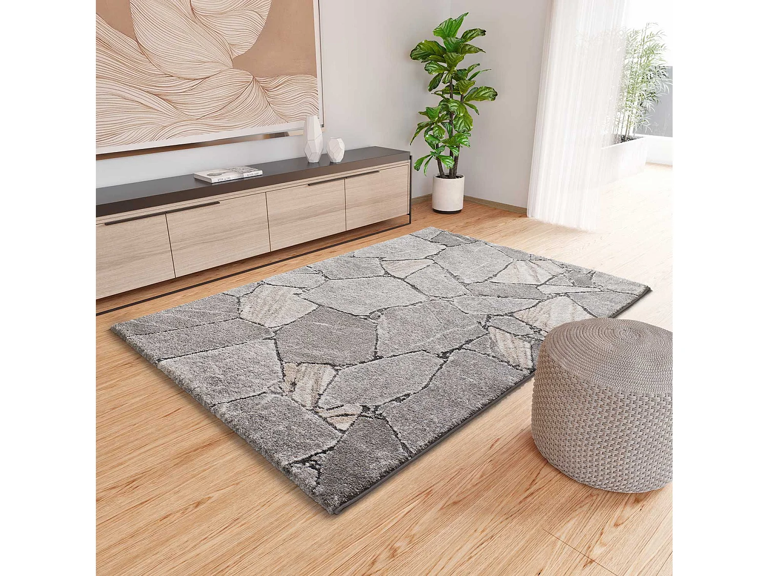 Hoogpolig tapijt - shaggy modern - grijs - 140x200 cm - KIVET