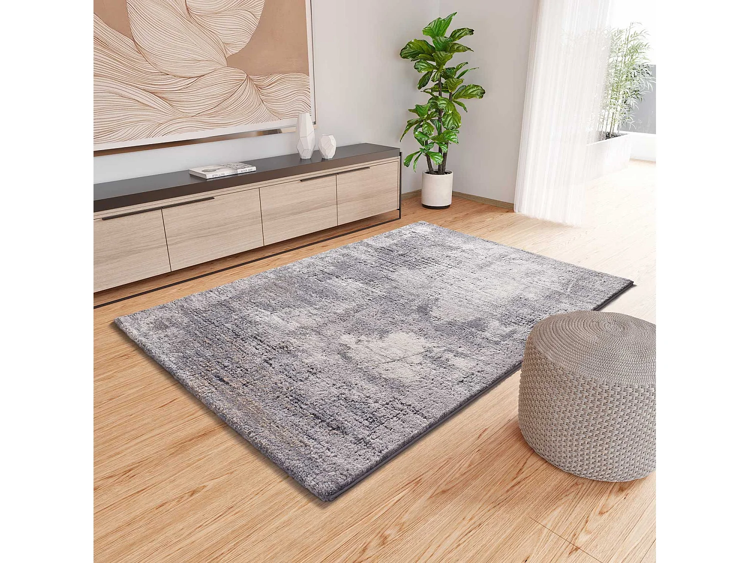 Hoogpolig tapijt - shaggy abstract - grijs - 160x230 cm - KIVET