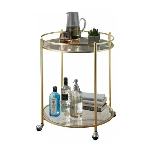 JAMES Gold Ø 57 cm bijzettafel | Theekar metaal met JAMES Gold Ø 57 cm bijzettafel | Theekar metaal met
