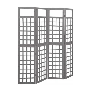 Kamerscherm/trellis met 4 panelen161x180 cm vurenhout grijs Kamerscherm/trellis met 4 panelen161x180 cm vurenhout grijs