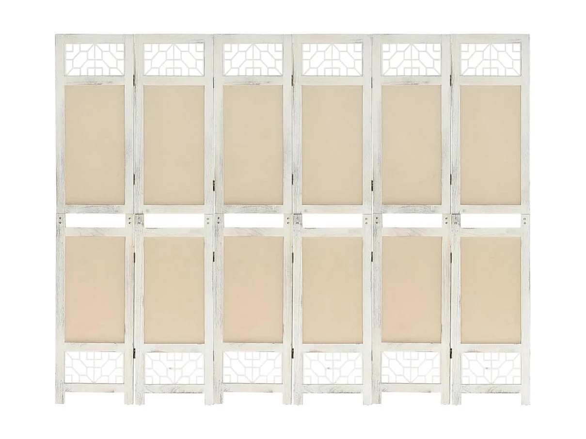 Kamerscherm met 6 panelen 210x165 cm stof crèmekleurig