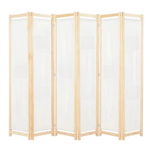 Kamerscherm met 6 panelen 240x170x4 cm stof crème Kamerscherm met 6 panelen 240x170x4 cm stof crème