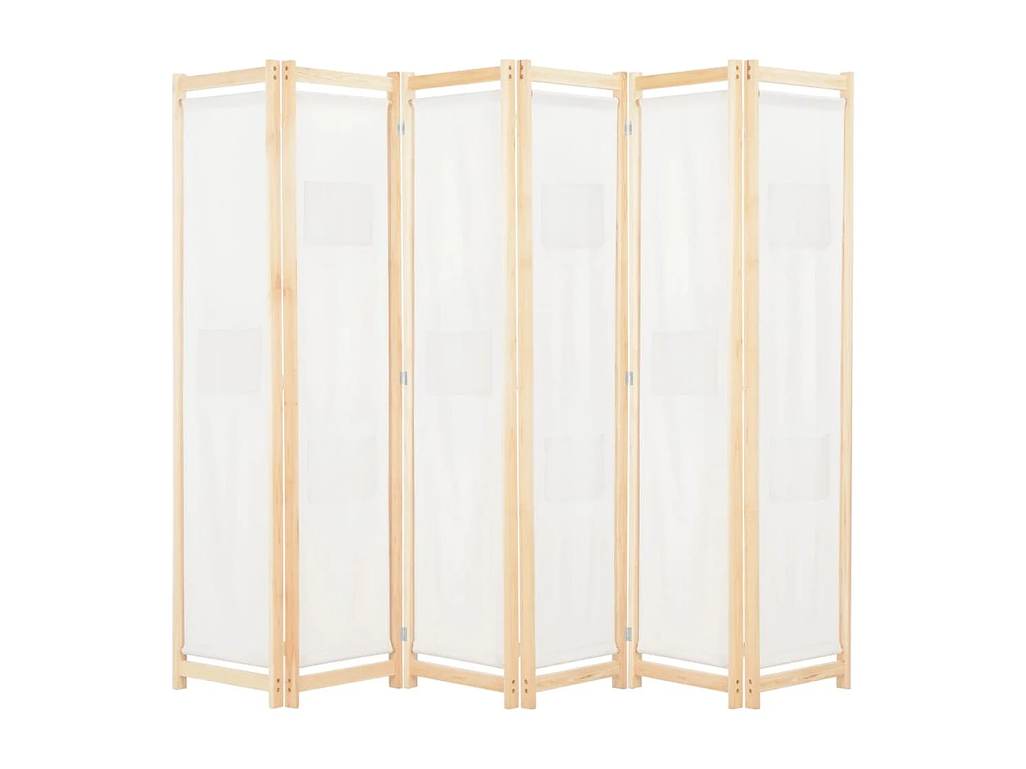 Kamerscherm met 6 panelen 240x170x4 cm stof crème
