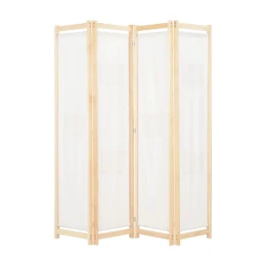 Kamerscherm met 4 panelen 160x170x4 cm stof crème