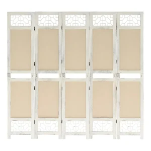 Kamerscherm met 5 panelen 175×165 cm stof crèmekleurig Kamerscherm met 5 panelen 175×165 cm stof crèmekleurig