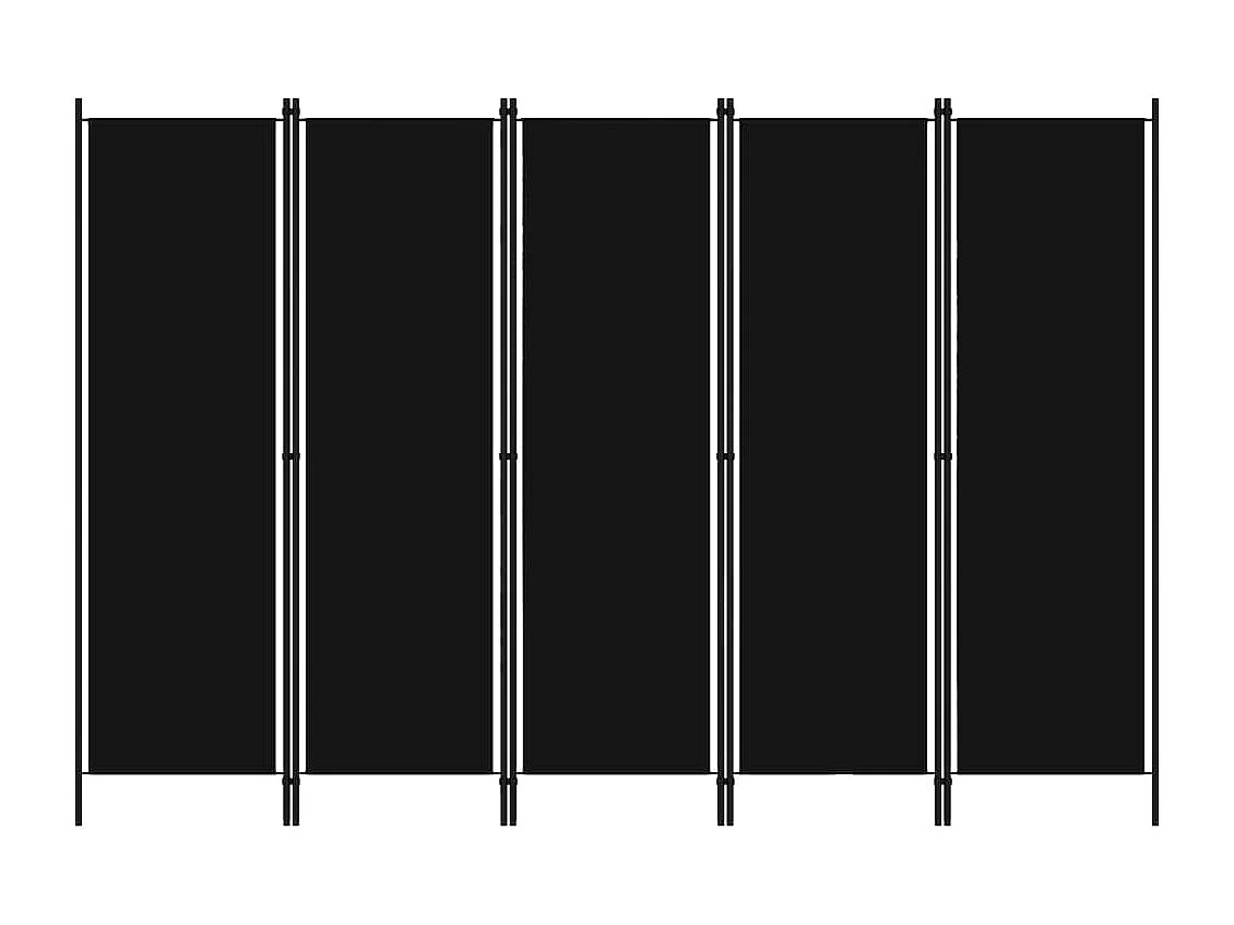 Kamerscherm met 5 panelen 250x180 cm zwart
