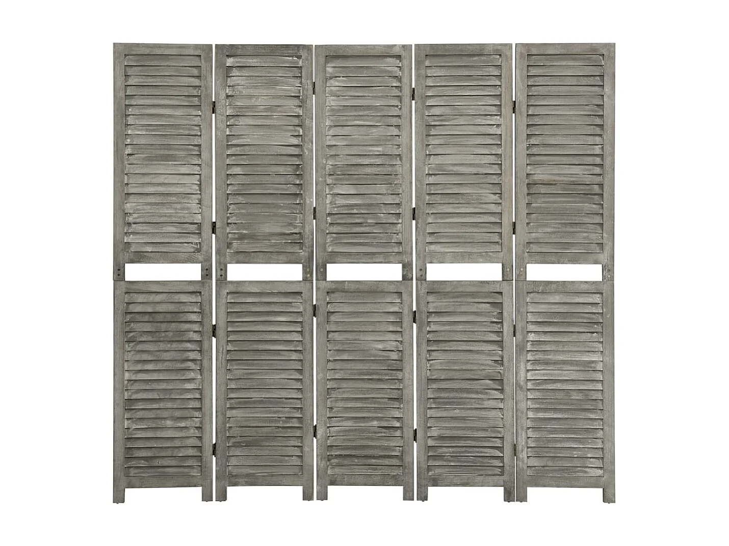 Kamerscherm met 5 panelen 179x166 cm massief hout grijs