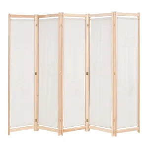 Kamerscherm met 5 panelen 200x170x4 cm stof crème Kamerscherm met 5 panelen 200x170x4 cm stof crème